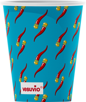 VESUVIO - Bicchierini da caffè monouso Cornicello Portafortuna 50 pz | Napoli Iconica