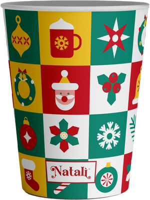 VESUVIO - Natalì Bicchieri monouso per acqua Mosaico Natalizio 50 pz