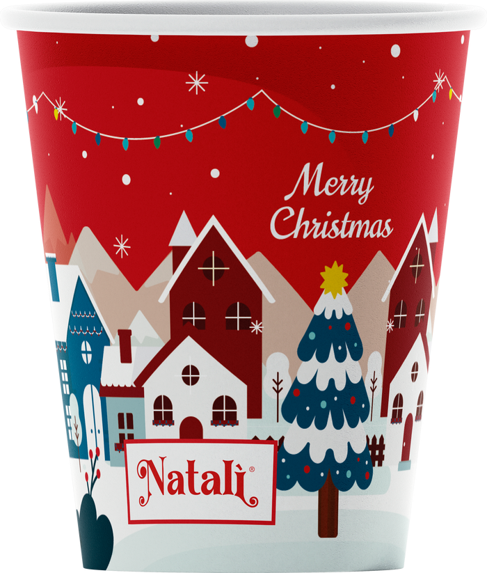 VESUVIO - Natalì Bicchieri monouso per acqua Paesaggio Invernale 50 pz