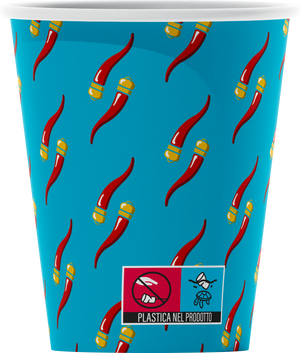 VESUVIO - Bicchierini da caffè monouso Cornicello Portafortuna 50 pz | Napoli Iconica