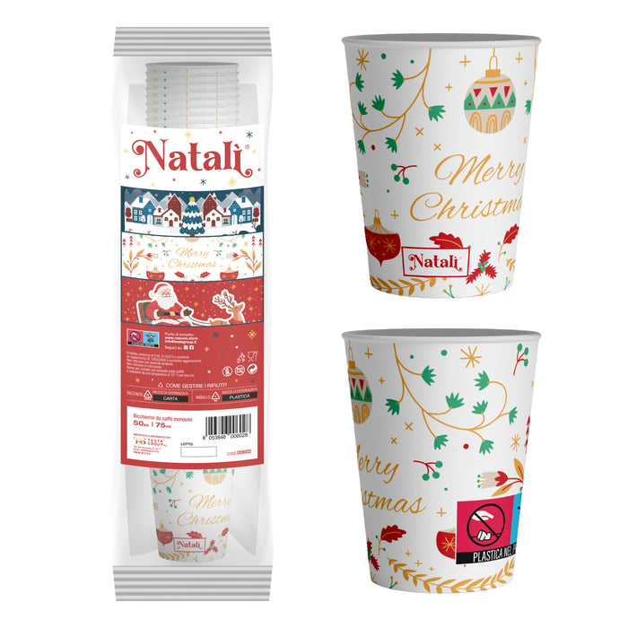 VESUVIO - Natalì Bicchieri monouso da caffè Merry Christmas 50 pz