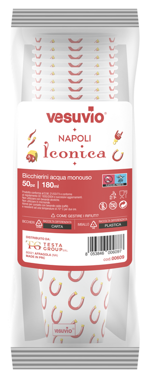 VESUVIO - Bicchieri da acqua monouso Ferro di Cavallo 50 pz | Napoli Iconica