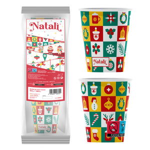 VESUVIO - Natalì Bicchieri monouso per acqua Mosaico Natalizio 50 pz